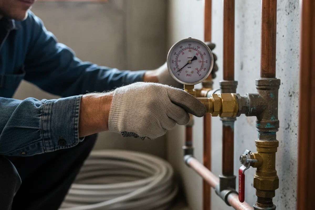 Pressure testing a repaired line during Water Line Repair in Blue Mounds