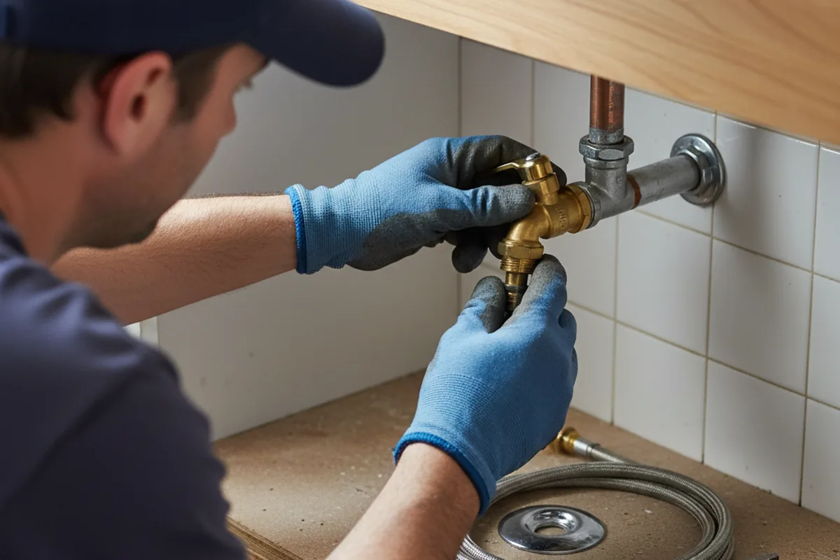 Shutoff valve and fitting work during Burst Pipe Repair in Blue Mounds